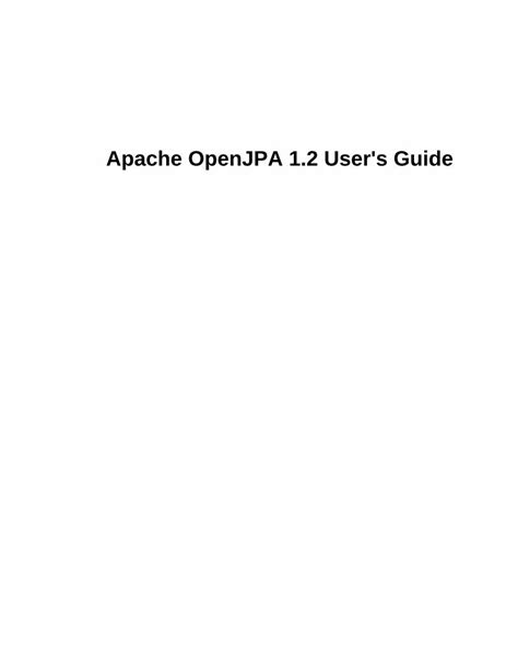 Read Online Apache Openjpa User Guide 