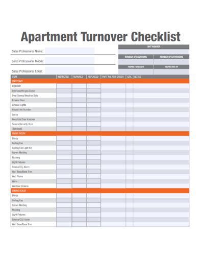 Apartment Turnover Checklist