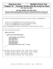 Apcs Exposure Java Multiple Choice Test
