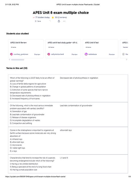Apes 2010 Released Exam Multiple Choice