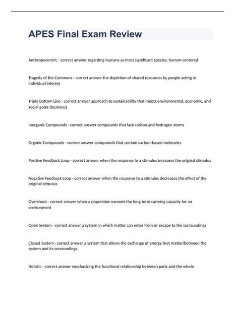 apes final exam review