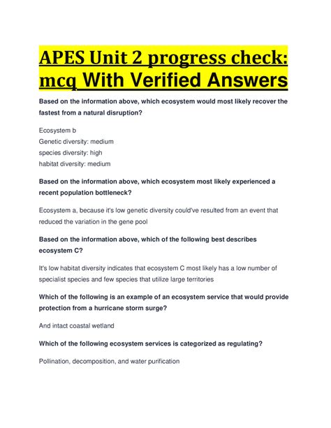 Apes Unit 2 Progress Check Mcq