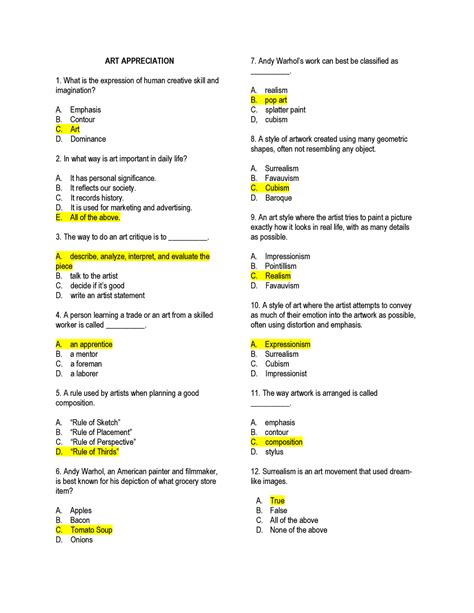 apex art appreciation answer key