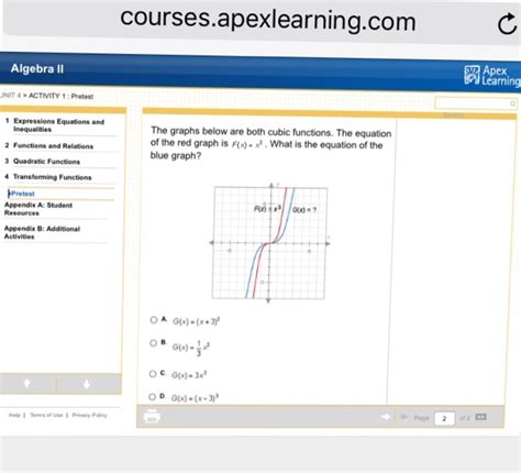 Apex Learning Algebra 2 Cheat Sheets