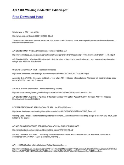Api 1104 20th Edition 