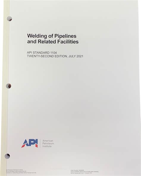Api 1104 22nd Edition July 2021 Welding Of Pipelines And Related 5