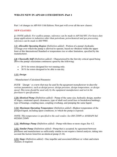 Api 610 11th Edition Iso 13709 2nd Edition Api Oh2