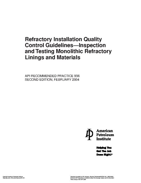 Api 936 Refractory Installation Download