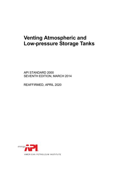Api Standard 2000 Storage Tank Venting