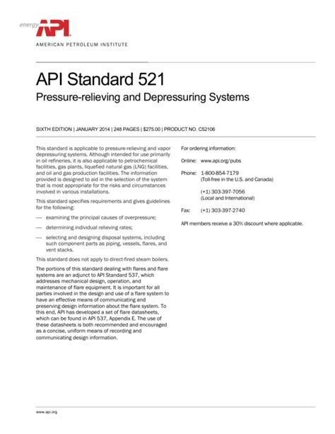api standard 521 guide for pressure relieving and