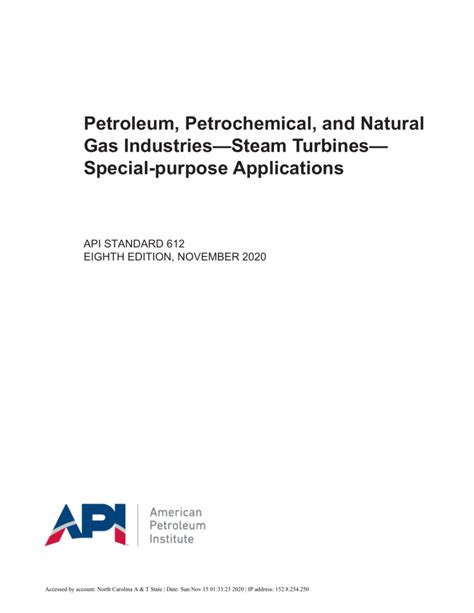 Api Standard 612 Special Purpose Steam Turbines For