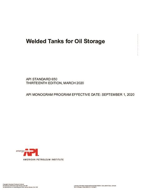 Api Std 650 2020