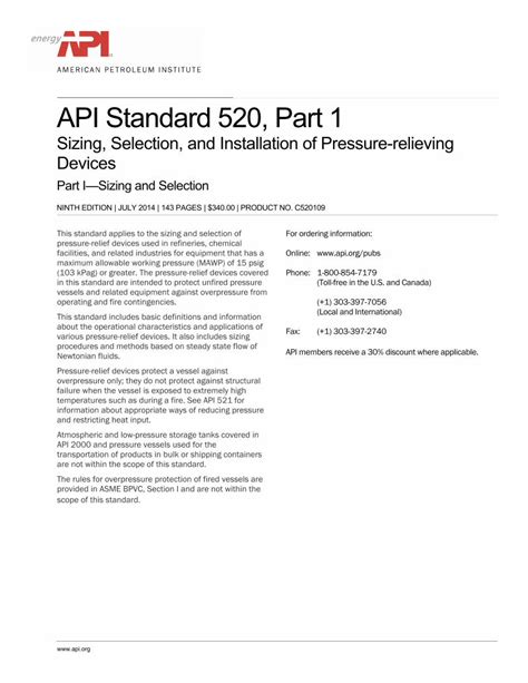 Download Api Standard 520 Part 1 American Petroleum Institute 