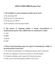 Apics Mpr Practice Test