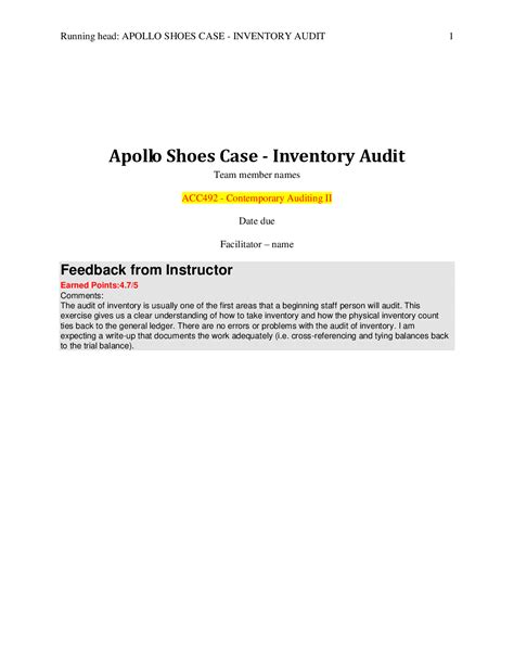 Apollo Shoes Audit Case Solution