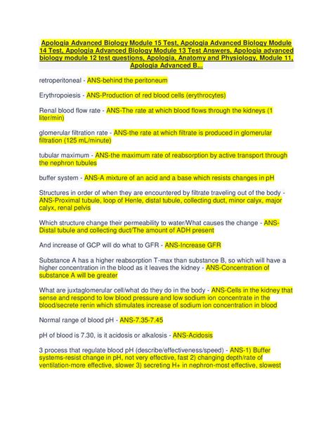 apologia biology module 14 study guide answers