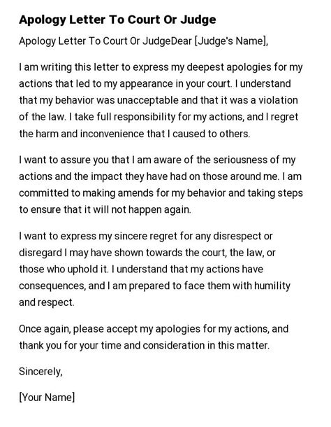 Download Apology Letter To Judge For Missing Court Date 