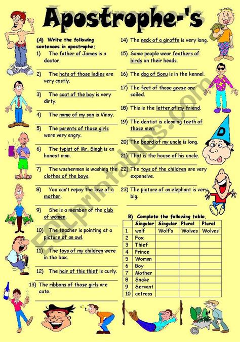 apostrophe exercises with answers