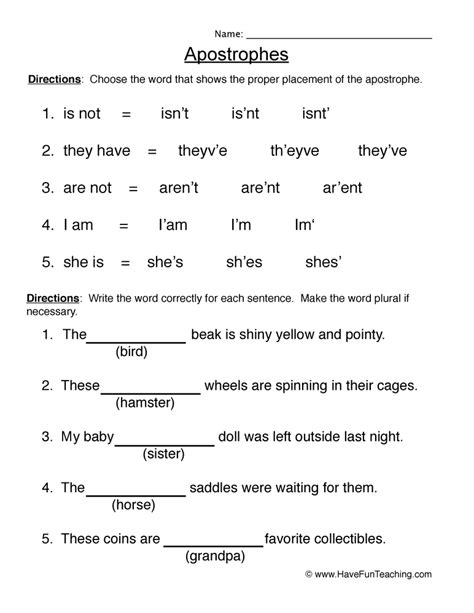 Apostrophes Printable Worksheets For Grade 2 Kidpid Apostrophes Worksheet Grade 2 - Apostrophes Worksheet Grade 2