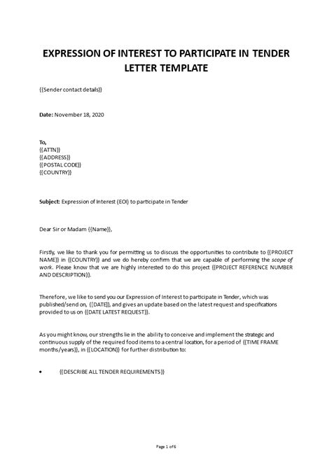 Appendix 1 Expression Of Interest Sample Letter
