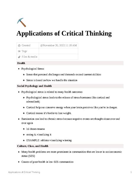 Appendix A Critical Thinking Applications