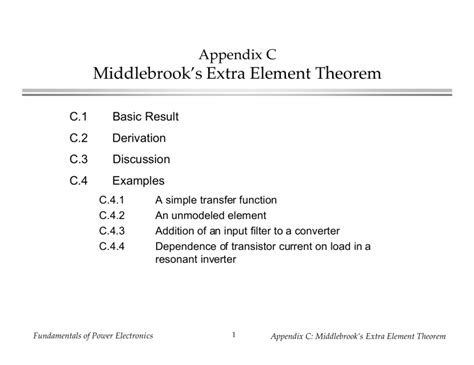 Appendix C Middlebrook S Extra Element Theorem