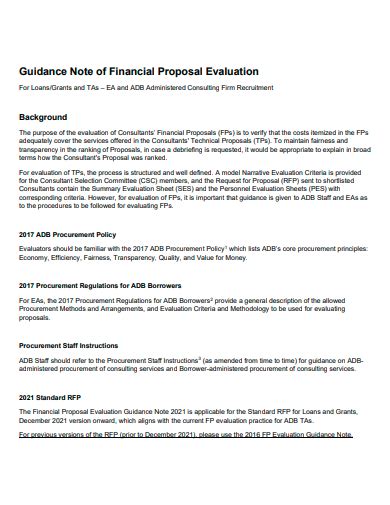 Appendix F1 Financial Proposal Evaluation Criteria And
