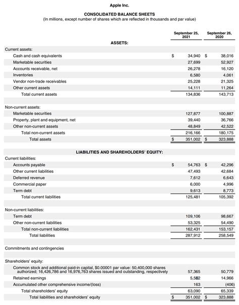 Apple Inc Balance Sheet