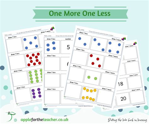 Apple Theme One More One Less Worksheet The One Less Worksheet - One Less Worksheet