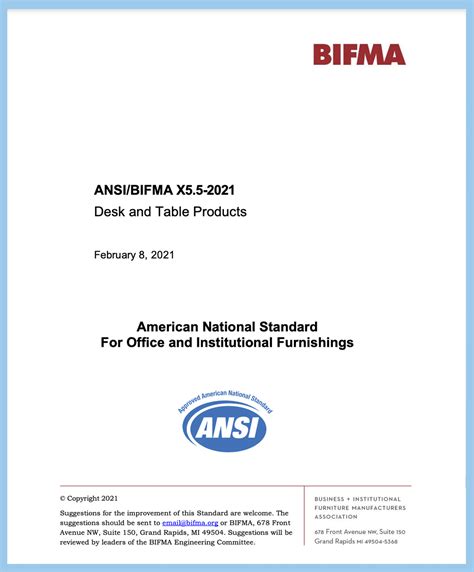 Applicable Bifma Standards Applicable Ansi Standards