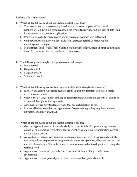 Application Controls Multiple Choice 1docx