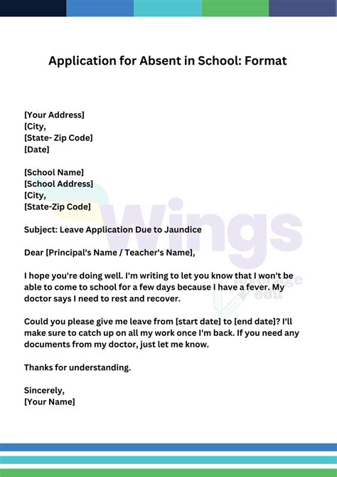 Application For Absent In School