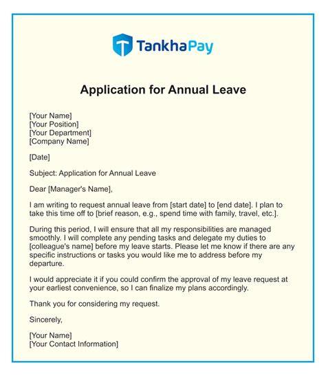 application for annual leave letter format