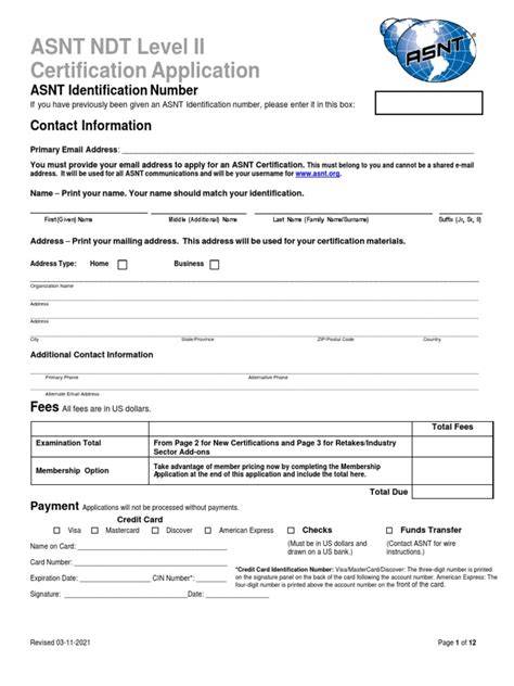 application for asnt ndt level iii certification
