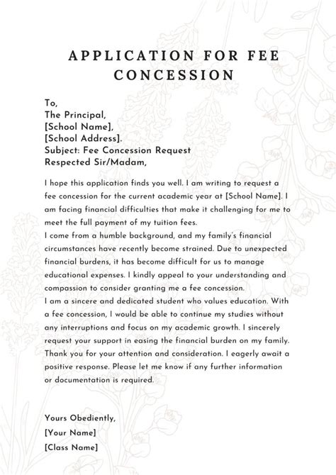Application For Fees Concession In College