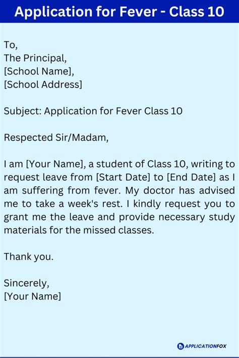 Application For Fever Class 10