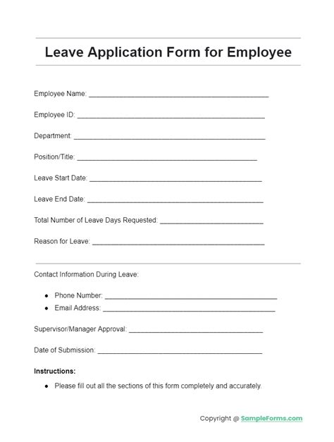 Application For Leave Form