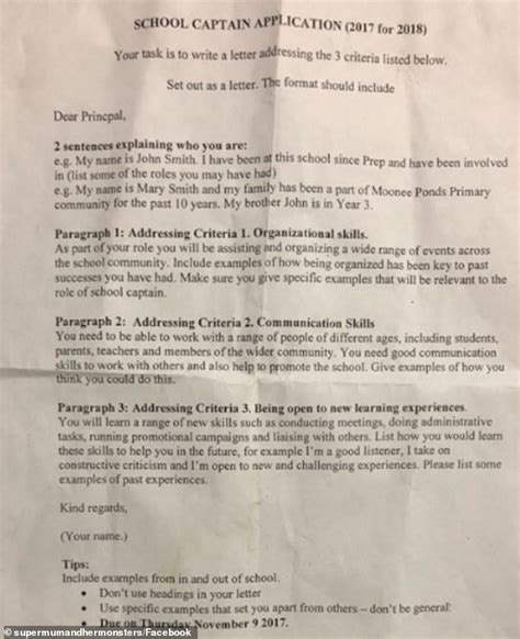 application for school captain letter
