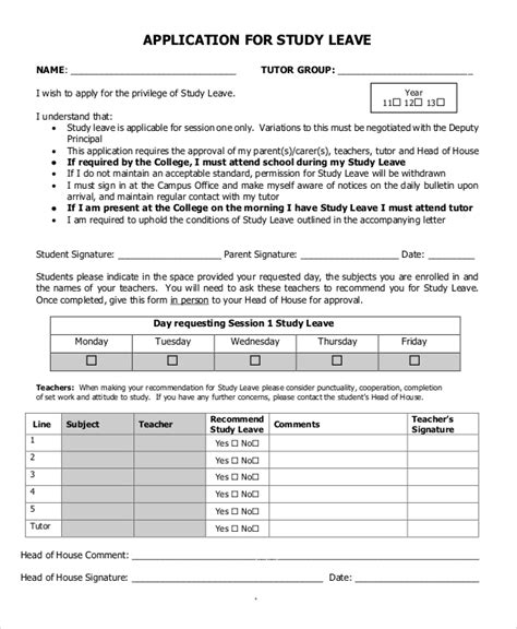 Application For Study Leave University Of Adelaide