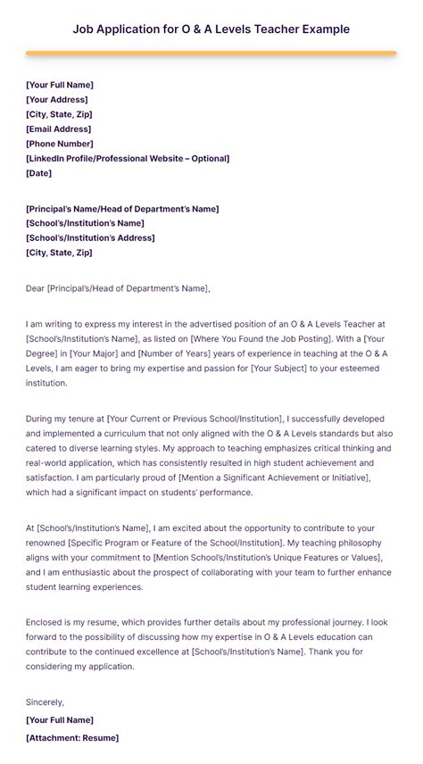 Application For Teaching Job