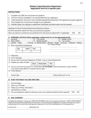 Application Form 2015 Western Cape Government