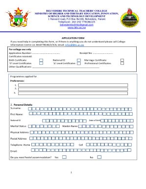application form belvedere tech teach