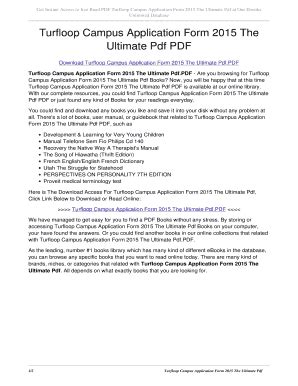 Application Form For 2015 Turfloop Study