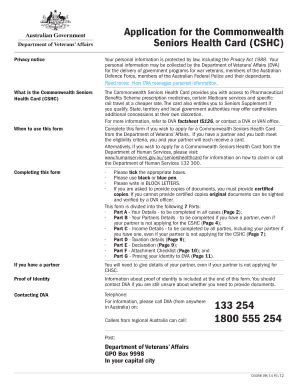 Application Form For Commonwealth Seniors Health Card