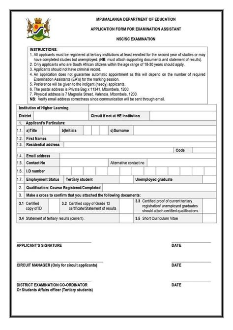 Application Forms For Marking Matric Papers 2013