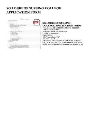 application forms for sg lourens nursing