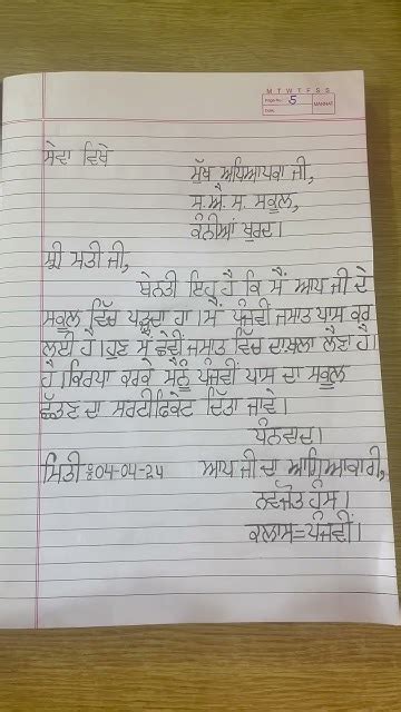 Application In Punjabi