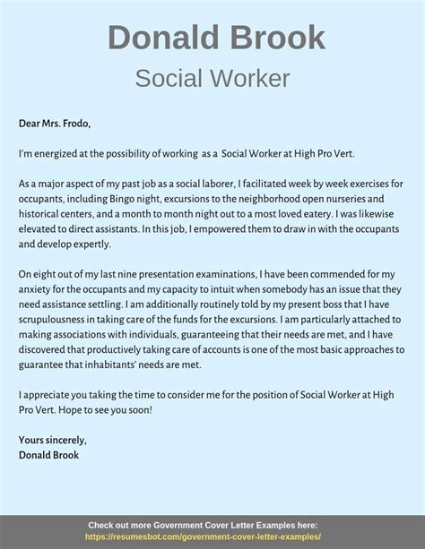 Application Letter For Social Worker