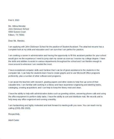 Application Letter For Student Assistant