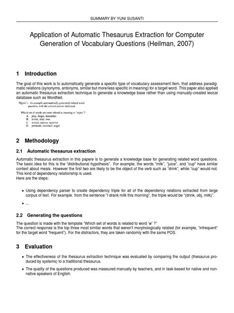 Application Of Automatic Thesaurus Extraction For Computer